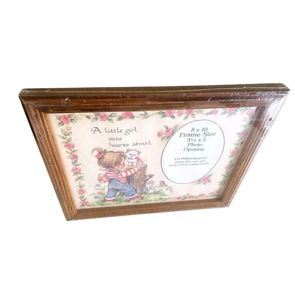 Vintage Little Girl Hearts Atwirl Wood Picture Frame 8x10‎ Nursery Decor USA NIP